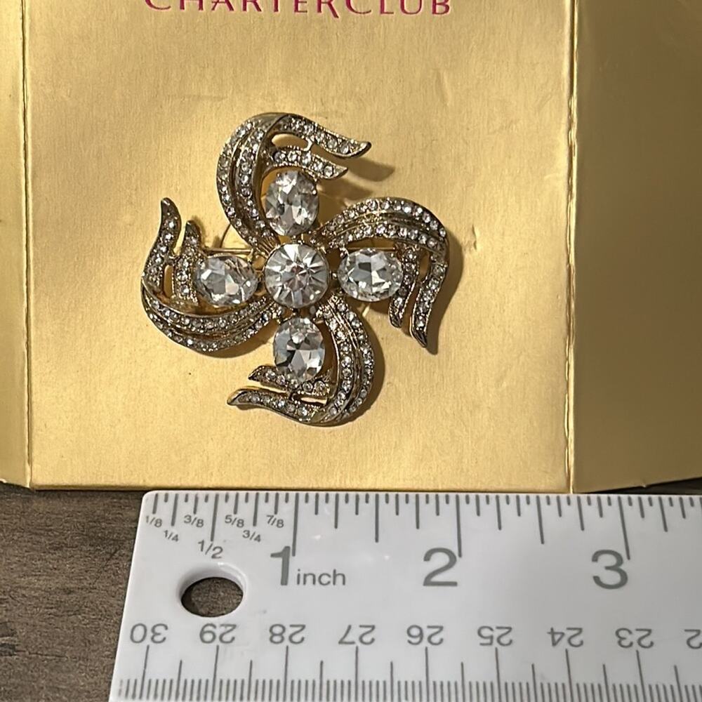 Charter Club Rhinestone Brooch #527 New on Card - Picture 4 of 6